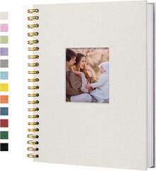 HIWHY Scrapbook Photo Album Linen Cover With DIY Window 28x20 CM White Inner Paper Memory Book With 40 Sheets/80 Pages Beige - Dark Green - View 8