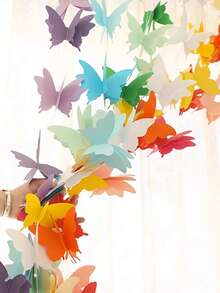 1 件彩色纸花环装饰套装，包含 3D 纸蝴蝶、彩虹纸花，适合派对、节日、教室装饰、生日派对