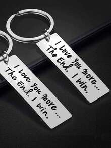 1Pc I Love You More The End I Win Keychain,Couple Keychain,Keyring For Boyfriend,Girlfriend Gift Birthday,Anniversary Gift For Him Car Accessories Bag Charm School Letter Cute Goth Y2k  Slogan    Stainless Steel    Metal  Letter      Slogan    Stainless Steel    Metal  Letter - Bạc - Xem 3