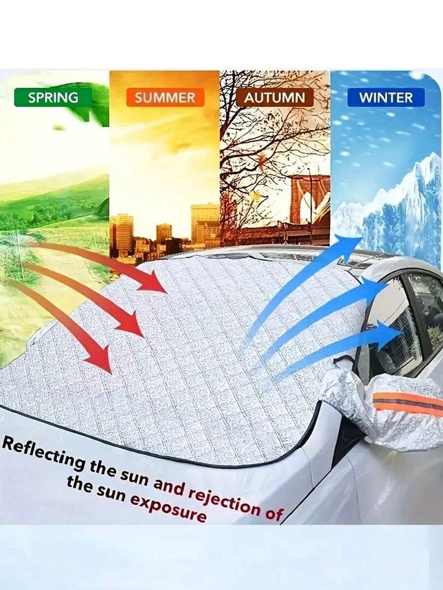 1 Stück 9 Magnete fest fixiert, schützt die Windschutzscheibe des Autos vor Sonne, UV-Strahlung und Schnee usw. Zusammenklappbare Auto-Windschutzscheiben-Abdeckung Schneeschild - Verschiedenfarbig - Übersicht 1