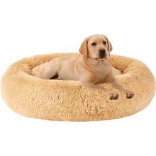 Calming Dog Bed (S/M/L/XL) For Medium And Large Dogs, Comfortable Faux Fur Donut Cuddler Up To 15/30/50/90lbs - Màu be - Xem 1