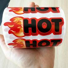 POJHK  Fluorescent Red Hot Stickers Hot Flame Shaped Fire Shape Labels Marking Popular Items For Restaurant Supermarkets Stores Shops 500pcs (Big) - 紅1 - 查看 8