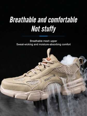 轻便钢头安全鞋男式工作运动鞋旋转按钮易穿工作安全靴透气运动工作鞋男靴工作安全鞋男式安全靴防砸钢头工作鞋男式工作靴防刺安全运动鞋男式，工作鞋，舒适工作鞋，男式工作鞋，女鞋，女式安全鞋，男式钢头鞋，女式钢头鞋，男式钢头靴户外和徒步旅行工作靴，EVA 鞋底