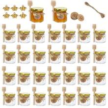 Mini potes de mel com concha, potes de vidro hexagonais para mel com tampa, potes de vidro para açúcar, potes herméticos de vidro para cozinha, 1,5/2/3 oz, várias opções de capacidade, vem com pingente de abelha, corda de juta, etiquetas para cartão, ótimo para presentes de chá de bebê, lembrancinhas de casamento, presentes para festas