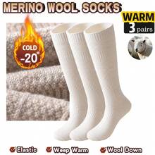 1/3 Pares de Meias Femininas Acima do Joelho, Meias Longas Brancas Grossas e Quentes em Mistura de Lã para Outono/Inverno, Adequadas para Uso Diário com Saias JK, Um Par de Meias Surpreendente e Confortável - Multicolorido - Ver 10