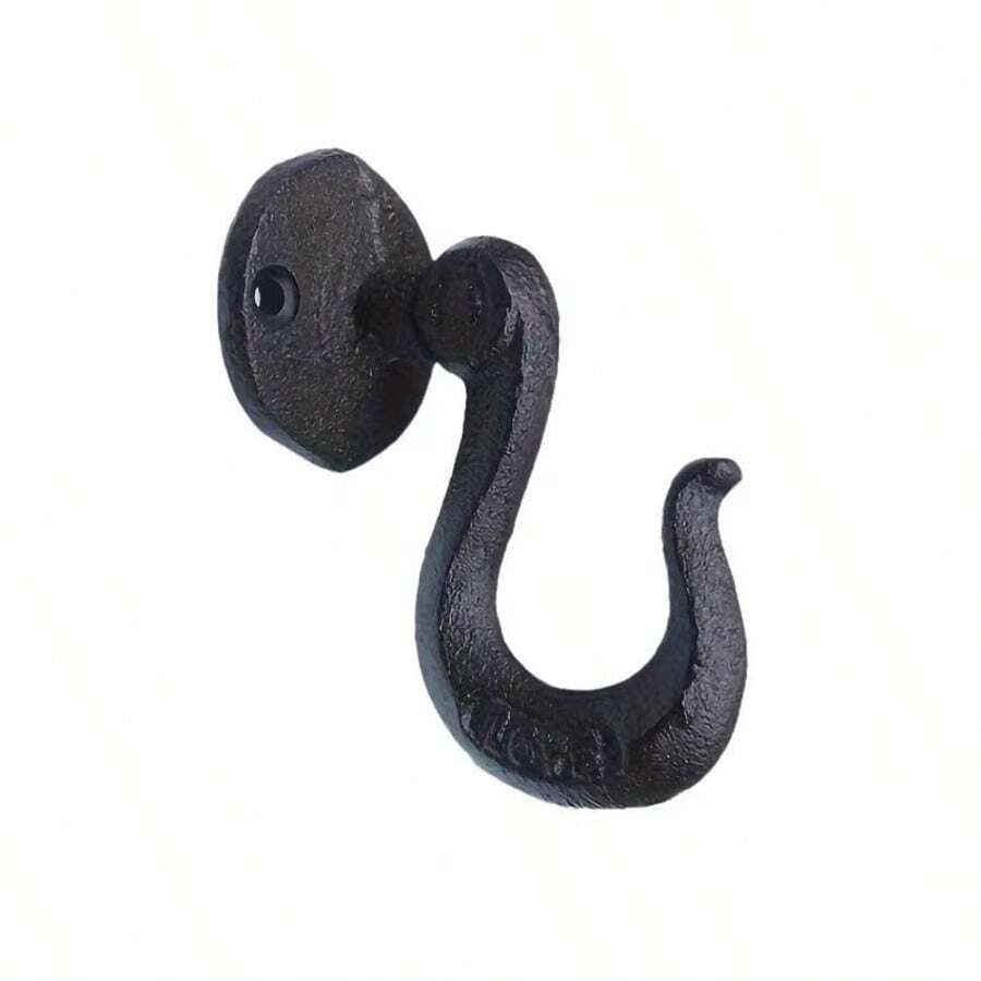 1 قطعة من خطاف الحديد الزهر القابل للتعليق، حامل معدني عملي للتثبيت على الحائط لأصص الزهور والسلال، مناسب للنباتات المعلقة داخل وخارج المنزل - الأسود - مشاهدة 1
