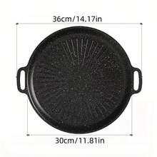 多功能不粘小麦石烤盘 - 适用于明火、电磁炉和便携式燃气灶。非常适合户外露营和铁板烧。非常适合居家和韩式烧烤，韩式烧烤必备 | 多功能烹饪托盘 | 耐用的烹饪表面，烤盘，纹理烤盘，适用于电磁炉，户外露营煎锅