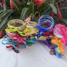 5pcs/Set Cute Multi-Layer Colorful PVC Plastic Bangle Bracelets With Bowknot Ribbon, Suitable For Beach & Holiday Wear - Silver Stopper - View 12