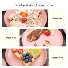 HomeVss Eur-Nordic Shape Raising Rim 20pc Dinnerware Set, Shiny Pink With Speckle Effect - 粉色 - 查看 3