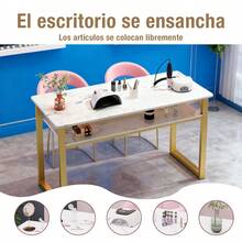 Mesa de manicura organizador bestseller para salones | Mesa Para Manicurista Doble Con Estante 80x40x76 Manicure | Perfecta para estudios de manicura caseros, diseño doble atiende 2 clientes simultáneamente, estante organizador clasifica utensilios, oferta exclusiva de Hot Sale - Multicolor - Ver 5