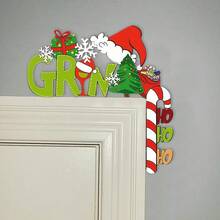 1pc, Christmas Decoration Wood Hanging Ornaments, Festive Wall Art With Santa Claus Hat And Tree, Fun Holiday Home Decoration, Festive Atmosphere Decoration, Wall Decoration, Perfect Christmas Decoration Hanging Accessories, Great Gift For Friends