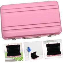 EXCEART Maletín Tarjetero Metálico Para Tarjetas De Presentación Con Cierre  Y Organizador De Escritorio Compacto Para Oficina Y Negocios - 1 - Ver 4