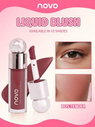 NOVO Liquid Blush With Matte Finish, Smooth And Soft Texture For Natural Makeup Look, Contouring, Highlighting, Can Be Used With Eyeshadow And Blush To Create Various Makeup Looks