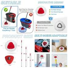 2 Pack Spin Mop O Cedar EasyWring 1, Chenille Mop Replace Refill With 30 - 58 In Handle And 1 Base, Multi - Surface Cleaning Floors, RVs - 2個拖把頭+1個手柄+1個底座 - 查看 2