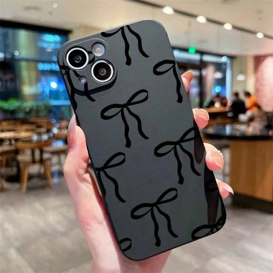 Black Big Bowknot Painted Shockproof Phone Case S25 Ultra S24 FE S23 S22 Plus S21 S20 A55 A54 A35 A15 Cover