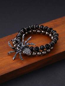 1pc Fashionable Retro Punk Style Spider Beaded Bracelet, Suitable For Men And Women Daily Wear, Halloween Bracelet - Spider Bracelet - View 9