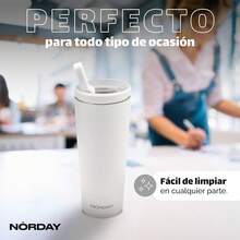 termos caliente y frioNORDAY Termo Bloom 25oz - Blanco Vasos Acero Inoxidable Termo para Café y Agua Mantiene Bebidas Frías y Calientes Regalos para Hombre y Mujer Incluye 2 Tapas y 1 Popote Reutilizabletermo de agua - blanco - Ver 5