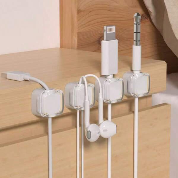 6 pièces Clips magnétiques autocollants de style Ins, organisateur de câbles à fentes multiples, support de fil USB/d'alimentation pour bureau/voiture/maison/bureau