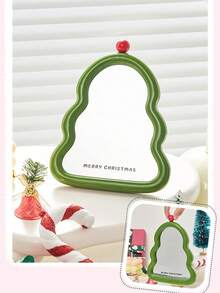 1 pieza Espejo de Vanidad Plegable con Forma de Árbol de Navidad, Portátil y Conveniente para Maquillaje, Dormitorio, Dormitorio Universitario, Oficina, Uso Doméstico, Nuevo Regalo de Navidad