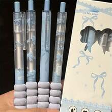 1/4" Cute Bowknot Shaped Push-Button Ballpoint Pen, Fashion, High-Quality, Elegant Quick-Drying Ballpoint Pen With 0.5mm Black Ink, Suitable For Notebooks, Exams, Office Supplies And Student Gifts - Black - View 3