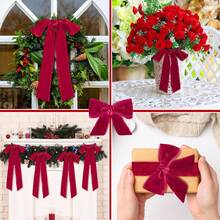 2 Rolls 1.5 Inch 1.5 Yards (3yards Total) Velvet Ribbon Frayed Edge Silk Velvet Ribbon Raw Edge Christmas Ribbon For Holiday Wreath Bow Decorations Gift Wrapping