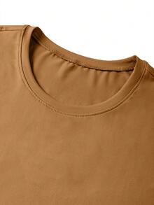 Áo thun nam tay dài cổ tròn màu trơn, đa năng, thường ngày - Màu Khaki - Xem 4