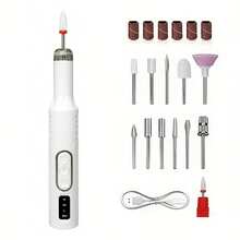 500mAh Electric Nail Grinder, 15,000RPM Professional Nail Drill With Bits And Base, Rechargeable Nail Polishing Machine For Removing Gel Polish And Acrylic Nails, Suitable For Nail Salons And Home Manicure - White - View 6