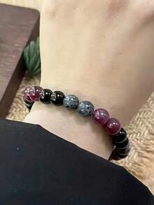 Vòng tay đá Garnet, Obsidian và Labradorite - Trang sức kết nối, lá chắn tâm linh và cân bằng cảm xúc, quà tặng đá quý dạng hạt phong cách Boho, phù hợp cho cả nam và nữ (Hồng/Đen/Xám) - Trang phục thường ngày - Nhiều màu 2 - Xem 3
