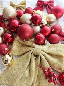 迷你3CM红色塑料防碎圣诞球，圣诞树装饰吊坠小球，DIY圣诞花环装饰球，节日派对装饰装饰礼品，亮球，家庭壁炉装饰，楼梯栏杆，门装饰，圣诞球挂饰，节日挂球 - 紅色 - 查看 8