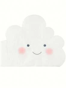 20/40pcs White Cloud Paper Napkins - 2-Ply Decorative Smiling Face Design, Cocktail Napkins, Pure Wood Pulp Paper Napkins, Double-Ply Soft, No Fluorescent Agent, Highly Absorbent, No Shedding Or Breaking, 3D Embossed + Colorful Pattern, Suitable For Birthdays, Gender Reveals And Party Decorations - Multicolor - View 2