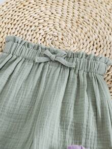 3pcs Girls Casual Straight Leg Cotton Pants, Elastic Waist, Suitable For Spring, Summer, Autumn - Multicolor - View 5
