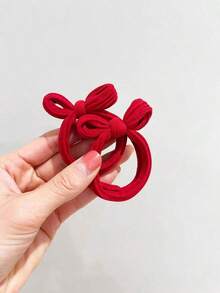 2pcs/Set Women's Red Bow Hair Ties, High Elasticity & Durability, Suitable Daily Commute, All-Match Hair Accessories Casual Valentine's Day Ponytail Holders Hair Elastics Hair Rubber Bands Scrunchies Hair Rope - 10pcs - View 1