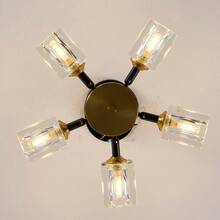 4/5-Light Modern Luxury Crystal Cube Flush Mount Ceiling Light For Bedroom, Kitchen, Living Room, Study, Bar, Closet, Foyer, Hallway, No Switch And Remote Control