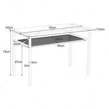 Esszimmertisch- und Stuhlset, Esstisch und 4 Stühle, Esstisch mit Stauraum, Tischplatte aus gehärtetem Glas, Samt-Esszimmerstühle, Esszimmerstühle mit Rückenlehne, Rattan-Design, Grau