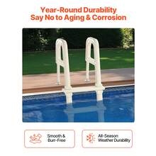 Swimming Pool Ladder, 75°Inclined 5-Step Double Handrails Stair, Non-Slip Heavy Duty Steps, Load Capacity 300 Lb, For 48-54 In Inground & Above-Ground Pools Of Any Deck Surface Indoor & Outdoor - 75°Inclined 5-Step - 查看 5