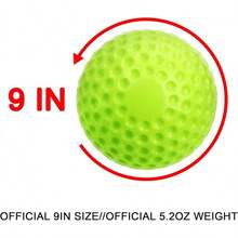 12 Paquetes de Pelotas de Béisbol Verdes con Hoyuelos, Pelotas de Béisbol de 9 Pulgadas para Máquina de Lanzamiento para Coordinación Ojo-Mano, Práctica de Golpeo y Campo - verde - Ver 3