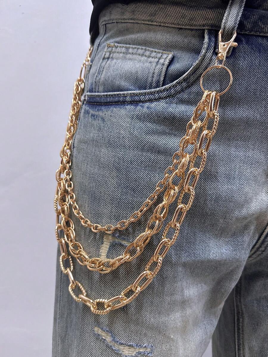 1pc Minimalist Multi-Layer Chain Belt, Gold Color Waist Accessory, Suitable For Men And Women, Daily, Party, And Date Wear, Gift Jewelry - Multicolor - View 1