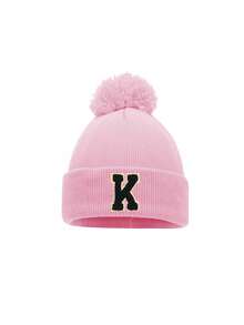 1 Stück Kinder gestrickte Mütze mit A-Z Buchstaben Muster, Mädchen Jungen warme gestrickte Beanie, geeignet für den Außenbereich, Alltagsgebrauch im Herbst und Winter