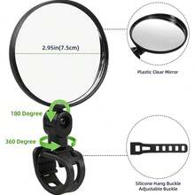 2pcs/1pc Universal Bicycle Rearview Mirror - 360° Rotatable Handlebar Mounted, Suitable For Mountain Bike/Electric Scooter - Wide Angle Mirror With Quick Release Clip - Black - View 4