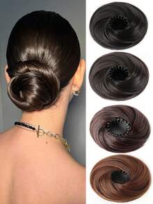 4-Inch Elegant Women's Synthetic Hair Bun Maker, High-Temperature Fiber Hair Styling Tool, Suitable For Ladies And Girls - Multicolor - View 2