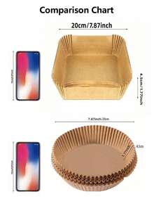 10pcs/30pcs/50pcs/100pcs/200pcs Air Fryer Disposable Baking Paper, Wood Pulp Material, Suitable For Steamer, Cheesecake Etc., Square Or Round Shape Available - Khaki - View 8