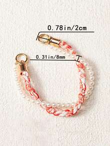 1pc Stylish Pink Braided & Pearl-Detailed Multi-Functional Phone Lanyard, Fashion-Forward Design With Gold-Tone Hardware & Cute Charms, Perfect For Daily Use, Parties, Weddings, Bridal Showers, Gifts For Her, Accessory For Phone Security & Style