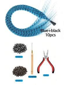 带接发工具的羽毛假发 Y2K 风格红紫蓝绿渐变色长直发假发合成羽毛接发，适合女性女孩日常派对万圣节圣诞节节日彩色假发 - 彩色 - 查看 15