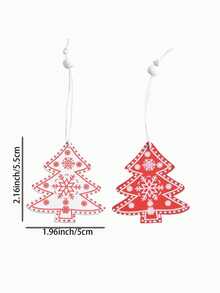12 pezzi Decorazioni per albero di Natale, Decorazioni natalizie in legno da appendere, Pezzi per albero di Natale rossi e bianchi da appendere, Etichette regalo artigianali per la casa