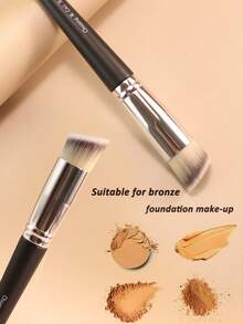 1pc Angled Makeup Brush Set, Including Foundation Brush, Powder Brush, Eyeshadow Brush, Liquid/Cream Blush Brush, Professional Cosmetic Brushes, Foundation Brush, Concealer Brush, Blush Brush, Contour Brush, Bronzer Brush, Powder Brush - Black - View 5