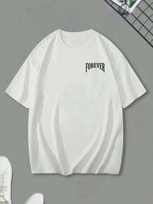 Camiseta de manga corta con cuello redondo y diseño de patrón de ángel para hombres, para salir, para amigos - Blanco - Ver 4