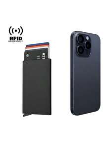 RFID Bank Kreditkarten Halter Herren Geldbörsen Metall Geldbörse für Herren Kartenetui Minimalistisches Metallgehäuse RFID Blocker Kartenetui Aluminiumlegierung Schwarze Geldbörsen Herren Kartenetui Business Lässig Mode Geldbörsen, Geschenk für Vater, Freund, Freund, Vatertag, Valentinstag, Geburtstag