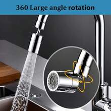 Aireador, rotación de ángulo grande de 80 grados, accesorio de grifo de cocina de doble función, material de latón pulido y ABS, rotación de 360 grados, tipo universal (5.6 X 1.3 pulgadas) - Multicolor - Ver 1