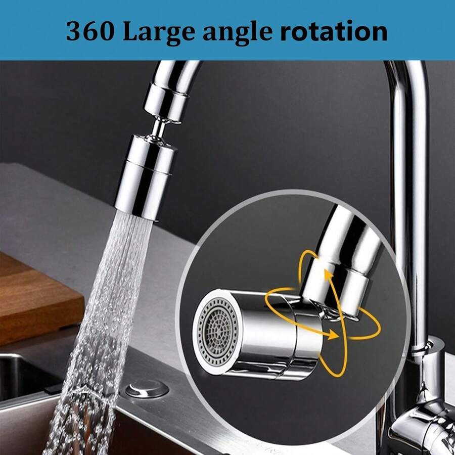 Aireador, rotación de ángulo grande de 80 grados, accesorio de grifo de cocina de doble función, material de latón pulido y ABS, rotación de 360 grados, tipo universal (5.6 X 1.3 pulgadas) - Multicolor - Ver 1