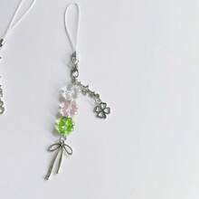 新款甜美女孩合金四叶草小钥匙扣挂件包包挂扣手机链挂绳装饰，兼容安卓及大多数智能手机，送给妈妈、家人、朋友、孩子、生日、节日的礼物 - 手機掛繩 - 查看 1